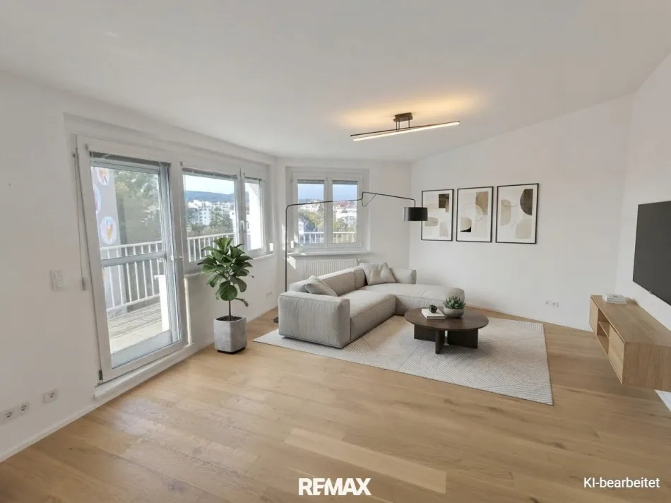 stylische 55m² Dachgeschosswohnung | 2 Zimmer | 23m² Terrasse mit Süd-West Blick | Klimaanlage & Außenjalousien - Bild