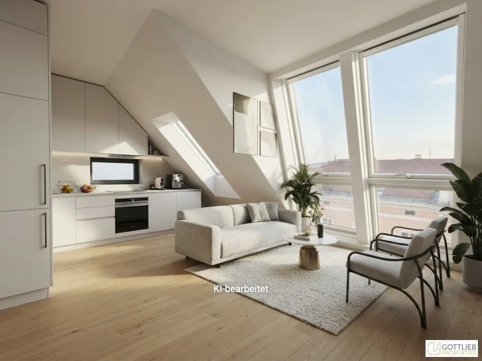 Erstbezug in U-Bahn-Nähe! Lichtdurchflutetes 4-Zimmer-Penthouse mit zwei Balkonen und Dachterrasse mit Panoramablick - Bild