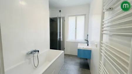 Badezimmer mit Badewanne und Dusche