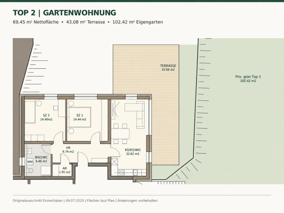 Ihr eigener Garten direkt vor der Tür – 3-Zimmer-Neubauwohnung mit großzügiger Terrasse - Bild