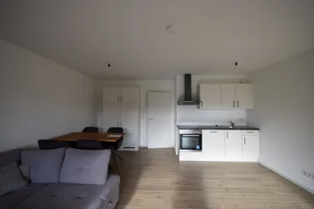 Wohn-, Koch-, Ess-, Schlafbereich - Modernes und geräumiges Appartement mit großer Loggia und Bergblick Miete Grödig Salzburg