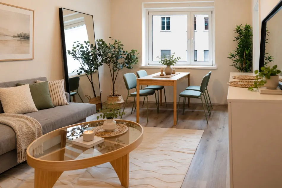 Möblierte 2-Zimmer-Wohnung mit Balkon ins Grüne – sofort beziehbar, provisionsfrei - Bild