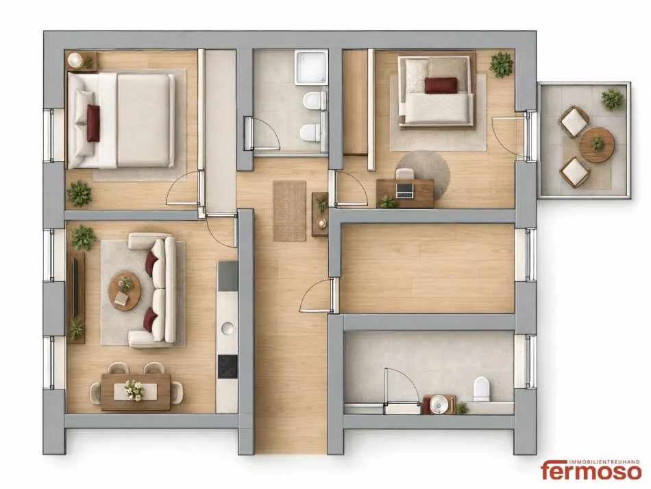 Helle 3-Zimmer Wohnung mit Balkon in Graz, 61m², Fertigstellung 01.01.27 - Bild