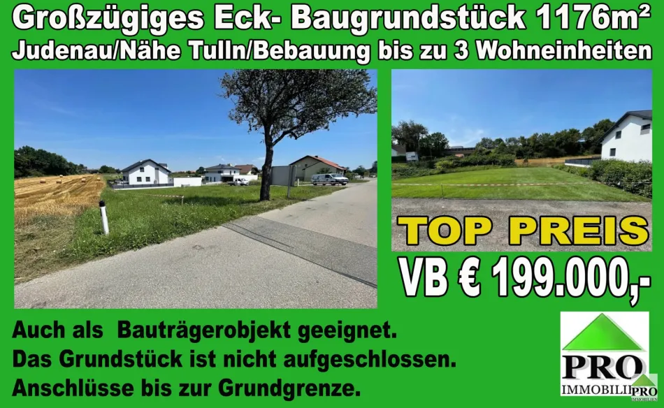 Großzügiges Eck- Baugrundstück 1176m² in 3441 Judenau Bebauung bis 3 Wohneinheiten - Titelbild