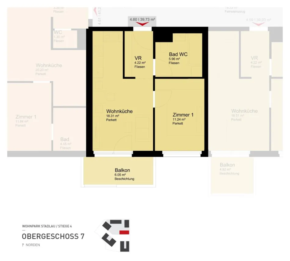 Vermietetes Anlegerpaket in Stadlau | 2 Wohnungen + 2 TG-Plätze | ca. 3,74 % Mietrendite - Bild