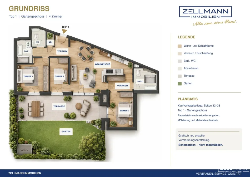 STIL HAT EIN ZUHAUSE. UND EINEN GARTEN. | EXKLUSIVES 4-ZIMMER-WOHNEN IN OBER ST. VEIT | ZELLMANN IMMOBILIEN - Bild