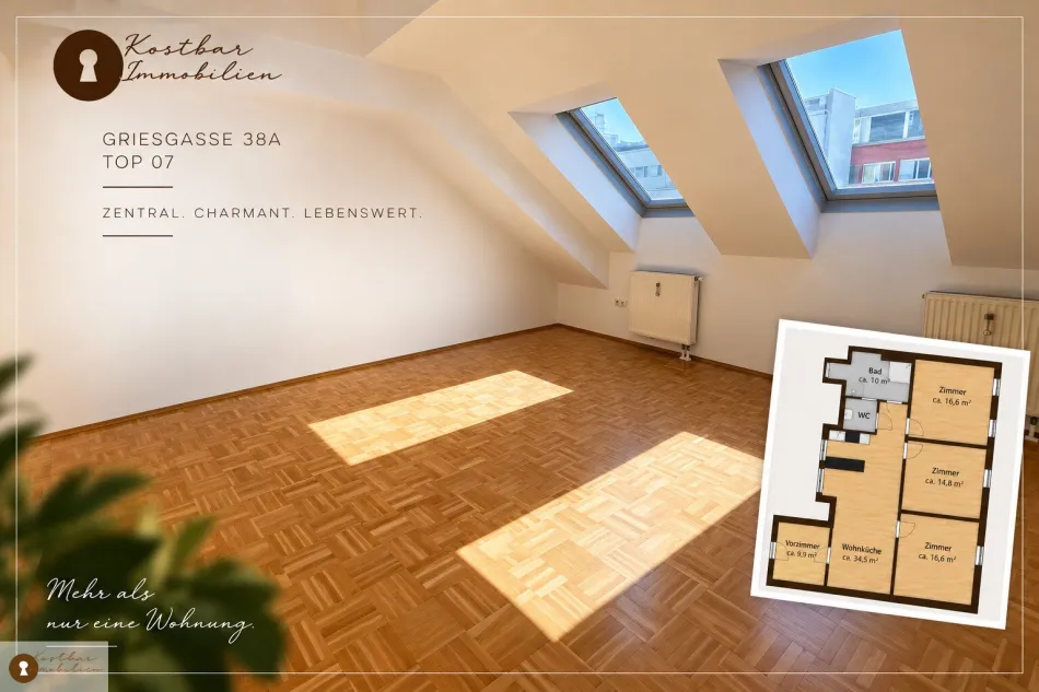 Studenten Aufgepasst !! 4 Zimmerwohnung in sehr zentraler Lage, in der Griesgasse 38, zu vermieten! - Titelbild
