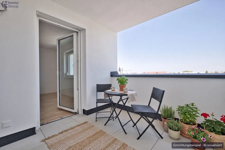 Neubau-Erstbezug Traun: 3 Zimmer, 80 m², 16 m² Balkon, Top 1 - Bild