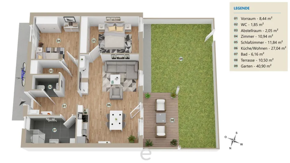 Wohnen wie in einer Ferienanlage - Erdgeschosswohnung 68,32m² mit Eigengarten und Tiefgaragenplatz - Titelbild