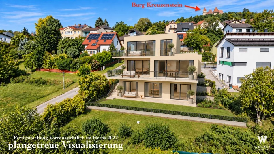 **SCHLÜSSFERTIGER** Erstbezug in Hanglage von Leobendorf – Ihre Villa mit Weitblick bis Wien und Raum für eigene Wohnideen I Lift I Nähe Burg Kreuzenstein - Titelbild