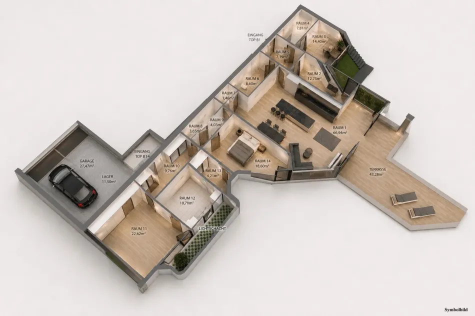 B1 | exklusive Gartenapartments mit Pool-Bescheid - Luxuriöses Wohnprojekt in Aldrans - Bild