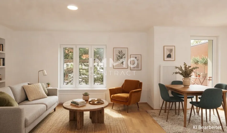 Wohnesszimmer mit Ausgang auf die Freifläche ca 5m²