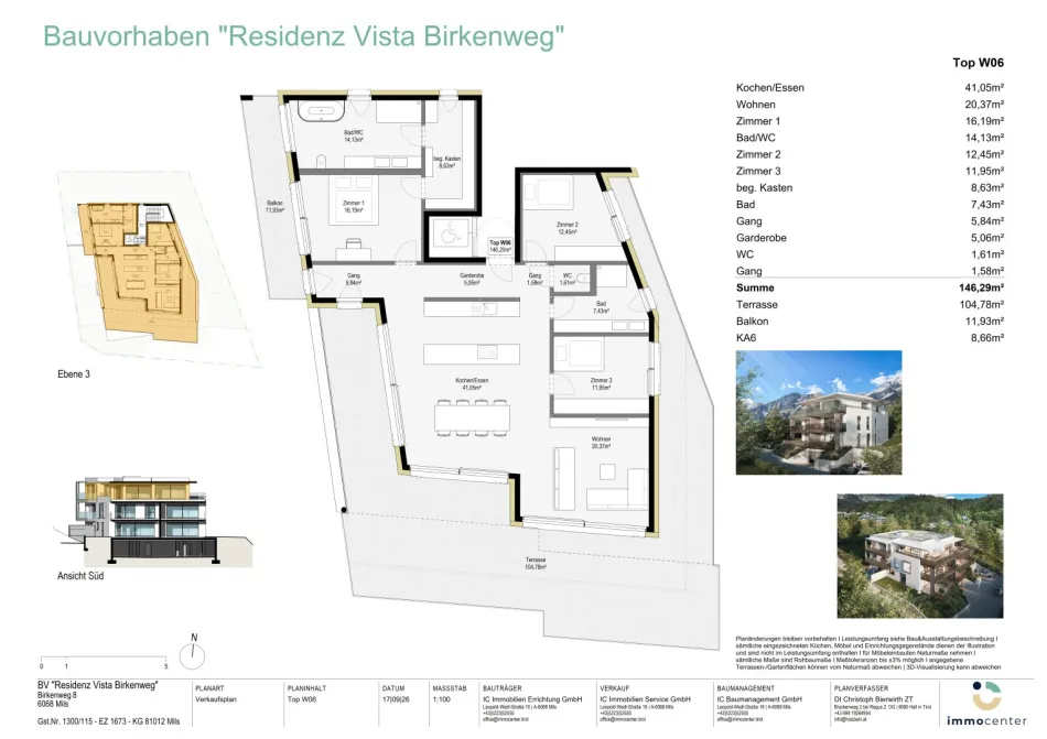 Top W06, 4-Zimmer-Penthousewohnung in exklusiver Ruhelage, "Residenz Vista Birkenweg", 6068 Mils - Bild