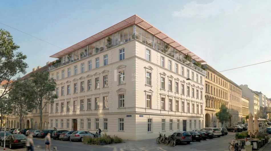 Wiener Altbau trifft neues Dachwohnen – Projektvisualisierung