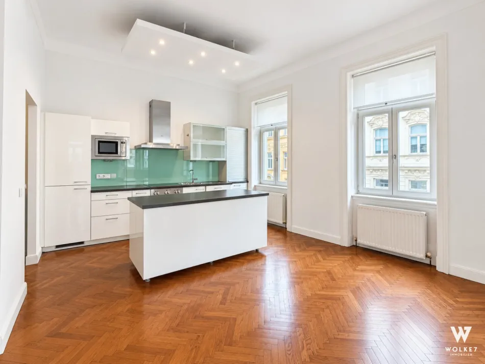 +++ Stilvolle 114m²-Altbauwohnung in TOP LAGE mit Erker & Schwedenofen I Lift I Garage I Nähe Mariahilfer Straße ++ - Bild