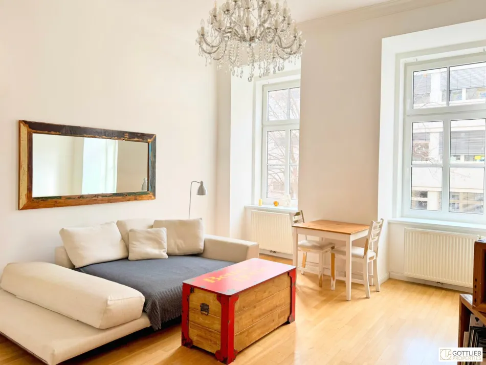 Bestlage beim Hamerlingplatz! Sonnige und möblierte 2-Zimmer-Altbau-Wohnung in Vorstadthaus - Titelbild