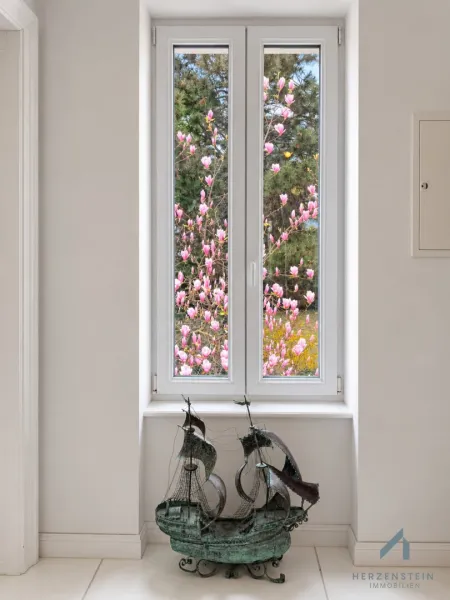 1. OG / Blick in den Garten auf den Magnolienbaum