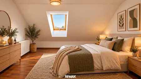 Wohnung 3 Dachgeschoss Schlafzimmer KI Optimiert