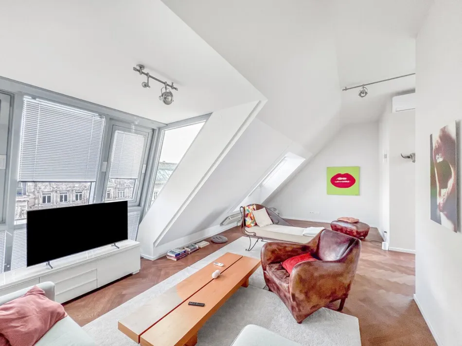 Klimatisiertes & möbliertes Penthouse mit Terrasse in Bestlage in der Praterstraße, direkt bei U1-Station - Titelbild