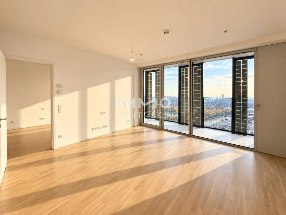 Skyline & Wasser: 41. Etage ERSTBEZUG – Stilvolle 2 Zimmer mit Loggia - DC2 Tower - Titelbild