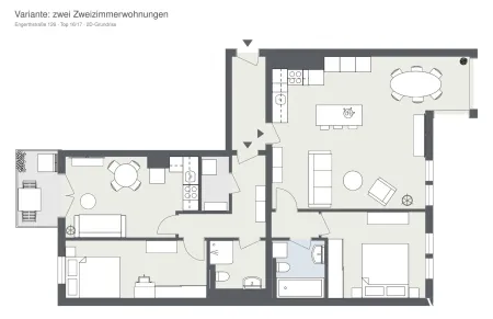 Grundriss 2 D - 2 x 2 Zimmervariante