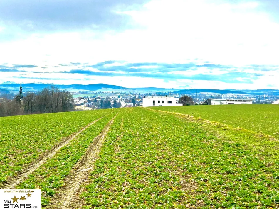 sonniges Baugrundstück mit Panoramablick über Ried i.I. in Ruhelage - Titelbild