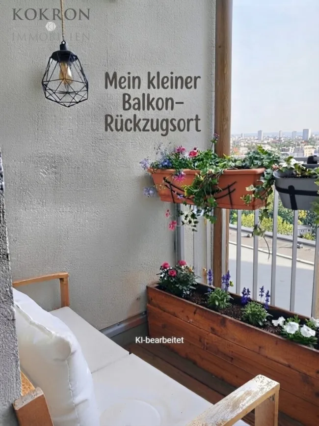 Kleiner netter Balkon in den begrünten Innenhof