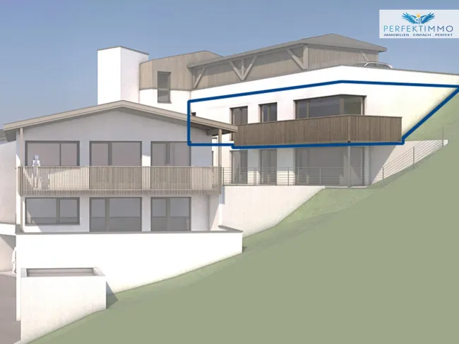 Neubau: Wohnen mit Rifflerblick - 3-Zimmer-Wohnung Top 8 mit L-förmigem Panoramabalkon - Bild