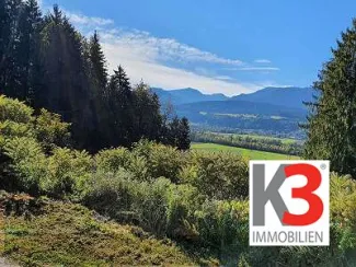 K3 - GELEGENHEIT FÜR BAUTRÄGER: Großer sonniger Baugrund, Südhang-Lage, unverbaubarer Fernblick, Waldrandlage im Dorfgebiet. Genehmigtes Bauprojekt vorhanden! Guter Preis. - Titelbild