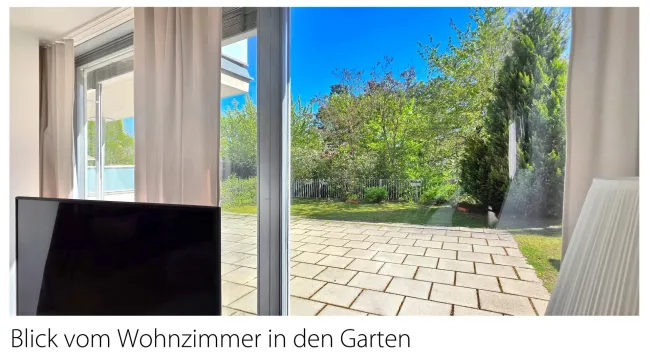 Blick vom Wohnzimmer in den Garten