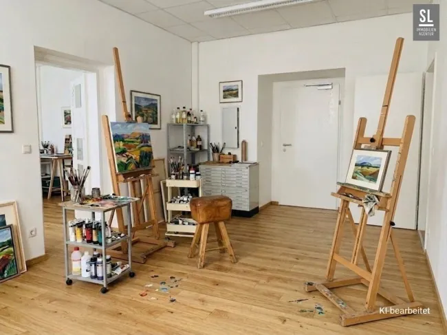Raum 1 - Eingangsraum als Atelier, KI bearbeitet