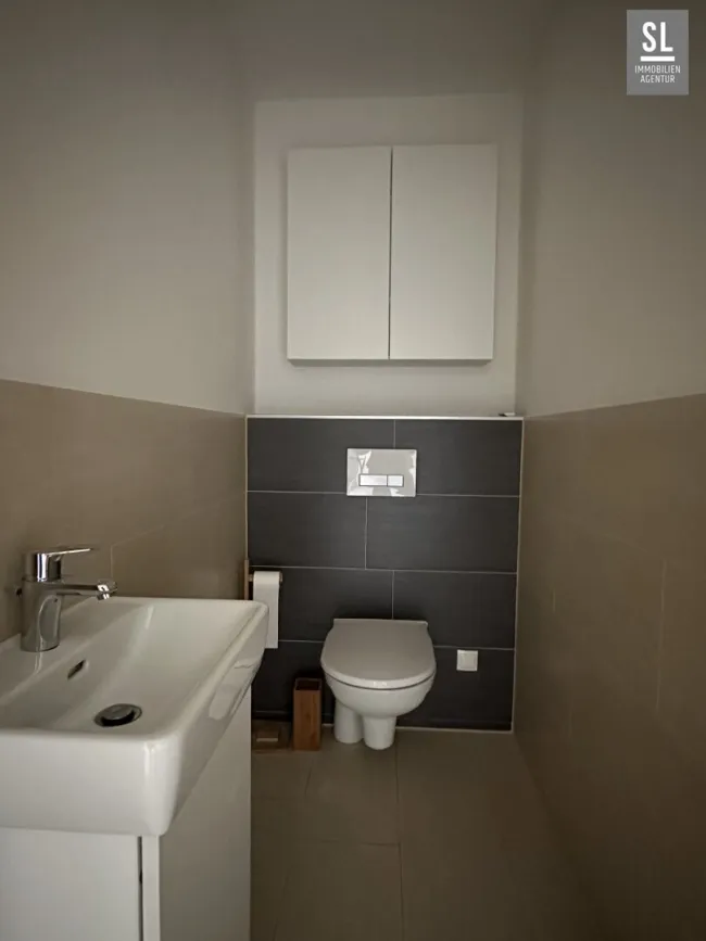 Toilette mit Waschbecken