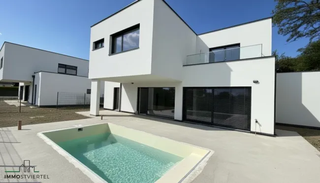 Einzigartige Neubauvilla mit Pool und herrlichen Donaublick! - Bild