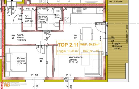 NEUBAU ~60m² + 13m2 Loggia + Garage + Blick auf den Braunsberg