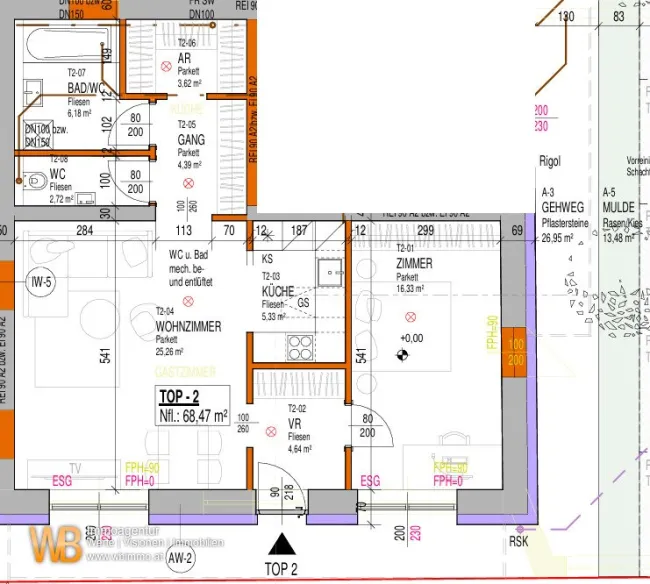 Erstbezug, 68m² WFL, 30m² Wohnküche, SZ, PKW-Stellplatz optional - Titelbild