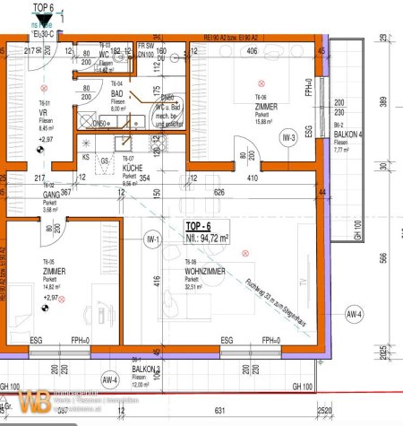 Erstbezug mit 94m² WFL + 2 Balkonen 18m², gr. Wohnküche & 2 Zimmer, 60m² PKW-Stellplatz