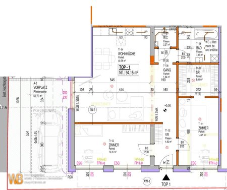 Erstbezug mit 94m² WFL, 40m² Wohnküche & Zi-16m²+14m², 50m² PKW-Stellplatz