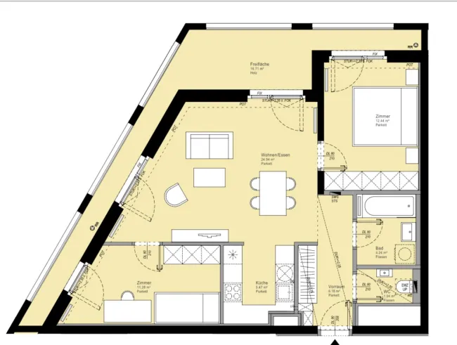 DC-LIVING: Moderne 3-Zimmer-Wohnung mit Loggia & Wellnessbereich nahe der UNO-City! - Bild