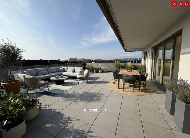Möblierungsvorschlag Dachterrasse KI generiert