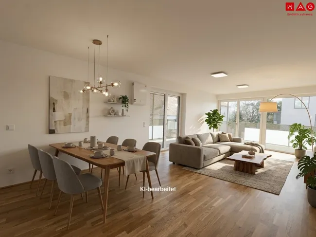 Wohnzimmer möbliert KI generiert