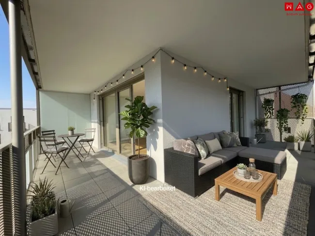 Balkon möbliert KI generiert
