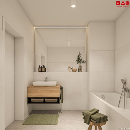 Badezimmer mit Dusche, Badewanne