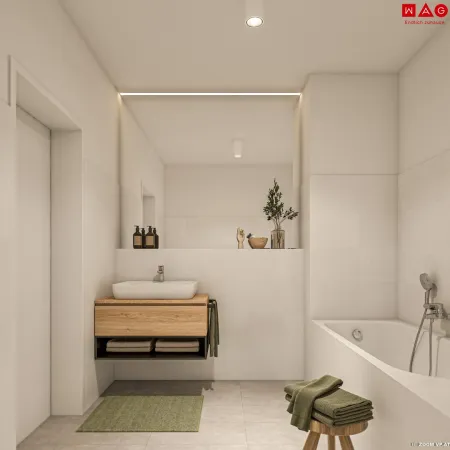 Badezimmer mit Dusche, Badewanne