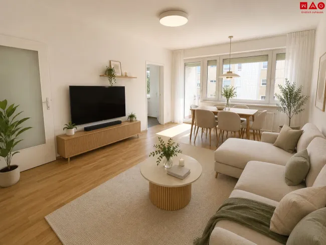 Wohnzimmer mit KI eingerichtet - Beispiel