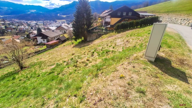 Sonniges Baugrundstück in Hanglage mit Panoramablick über Murau. - Großes Baupotential. - Bild
