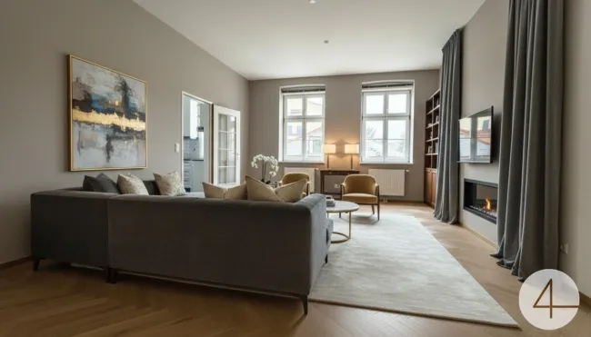 Wohnzimmer KI eingerichtet