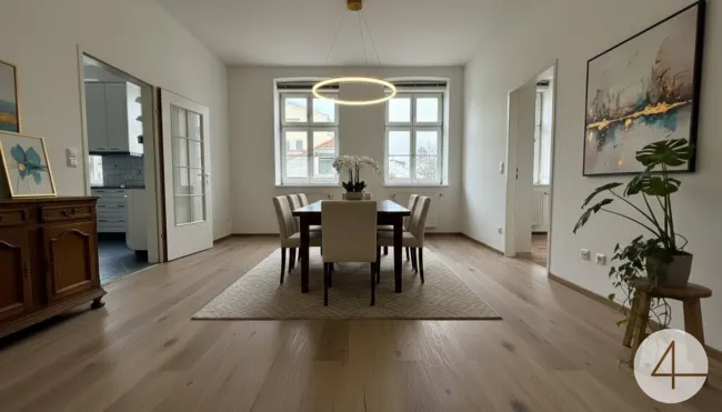 Wohnraum KI eingerichtet