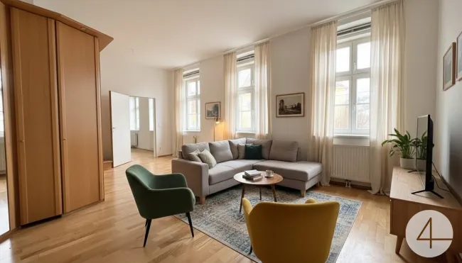 Wohn- oder Schlafzimmer KI eingerichtet