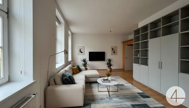 Wohn- oder Schlafzimmer KI eingerichtet