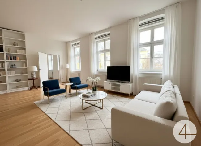 Wohn- oder Schlafzimmer KI eingerichtet